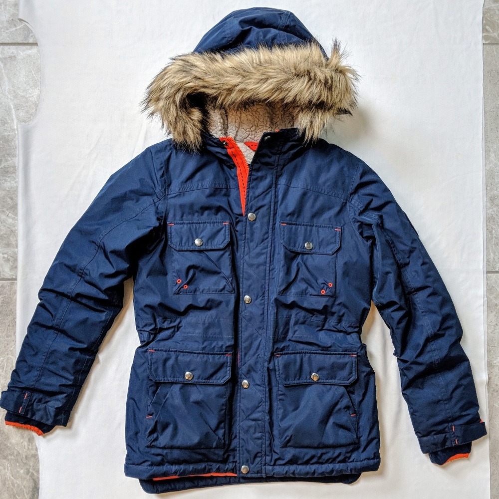 Lands End Expedition Blue Down Parka Coat Jacket